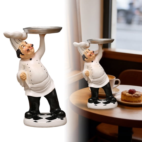 French Decorative Chef Figurine - Resin Home Decoration with Cutlery Bucket for Gourmet Kitchen Decorations & Collectible Housewarming Gifts Home Decor