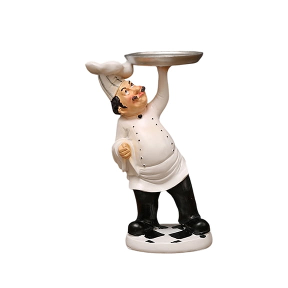 French Decorative Chef Figurine - Resin Home Decoration with Cutlery Bucket for Gourmet Kitchen Decorations & Collectible Housewarming Gifts