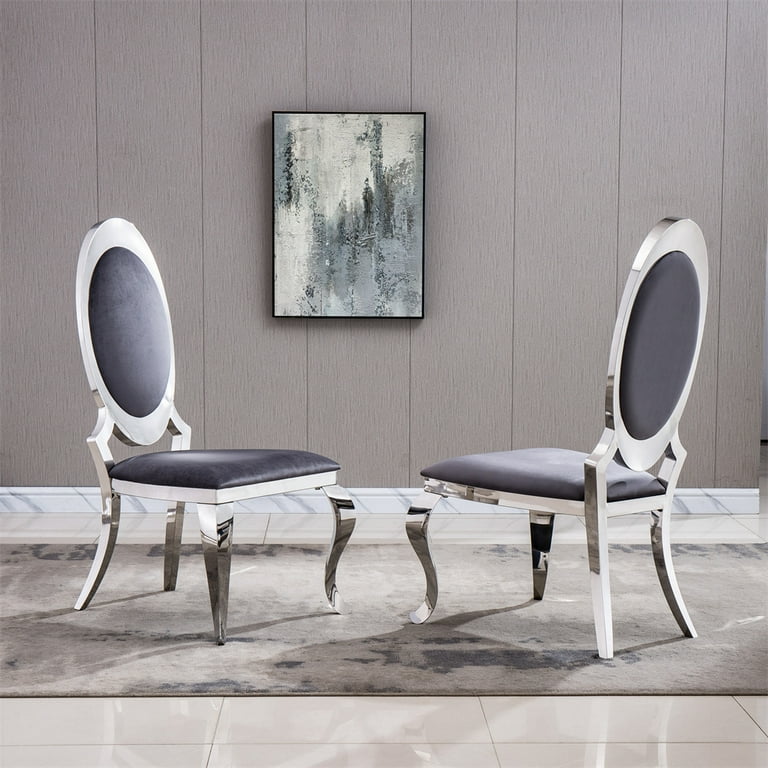 French Dining Chairs Set of 2, Modern Velvet Upholstered Dining