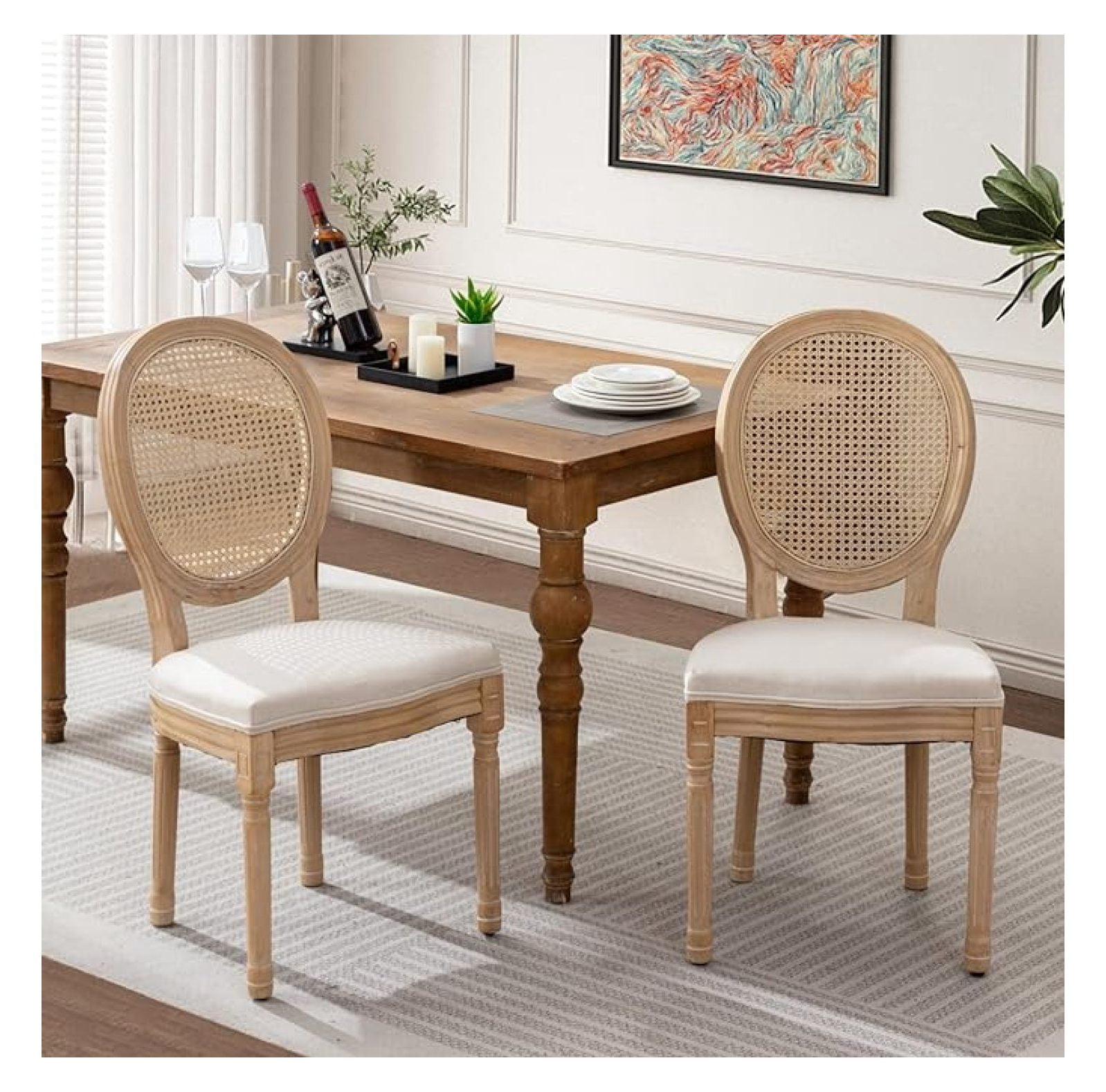 French Dining Chairs Set of 2, Vantage Dining Chair with Round Back ...