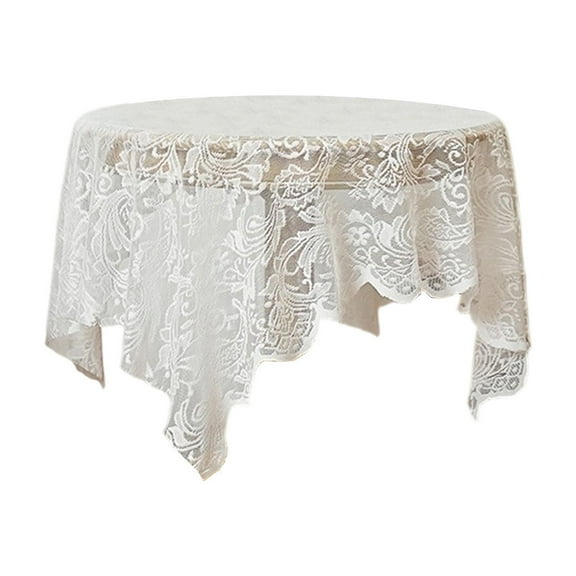 French Dining Table Coffee Table Cover Towel Lace Hollow Table Cloth Decorative Table Linen for Kitchen Dining Room, Polyester Tabletop Protection and Easy Care
