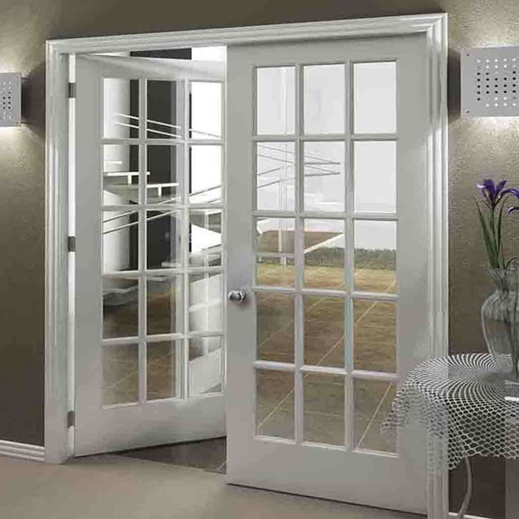 Kimberly Bay French Door 15-Lite Primed White Clear Glass Interior Slab