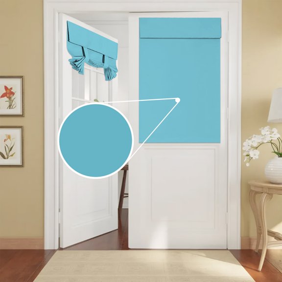 French Door Curtain Azure Front Door Curtain Thermal Insulated Shades Privacy Tie Up Window Curtains for Glass Modern Solid Color Curtains for French Doors Entry Back Kitchen 26x42 Inch