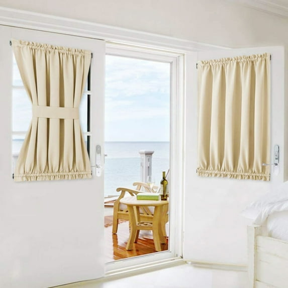 French Door Curtain Farmhouse Door Window Curtains Country Rustic Door Curtain Panel, Rod Pocket Light Filtering Door Shade beige 132*183cm