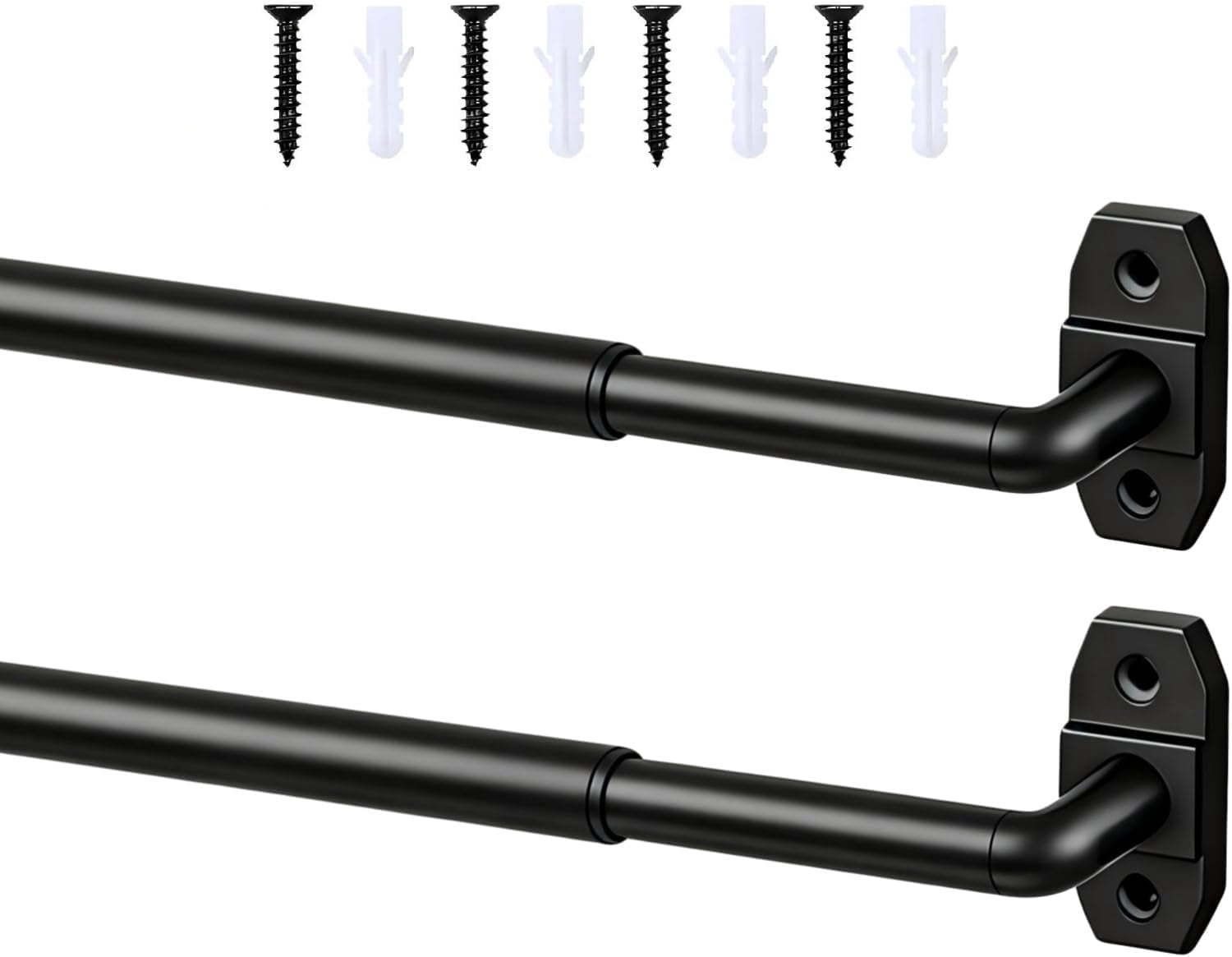 French Door Curtain Rods Adjustable 18-32 Inch, 2-Pack Black - Walmart.com