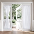thumbnail image 1 of French Door Curtains, Privacy Light Filtering Sheer Curtains for Decoration, Window Drapes with Rod Pocket and Tie Back, White, 2 Panels, 1 of 3