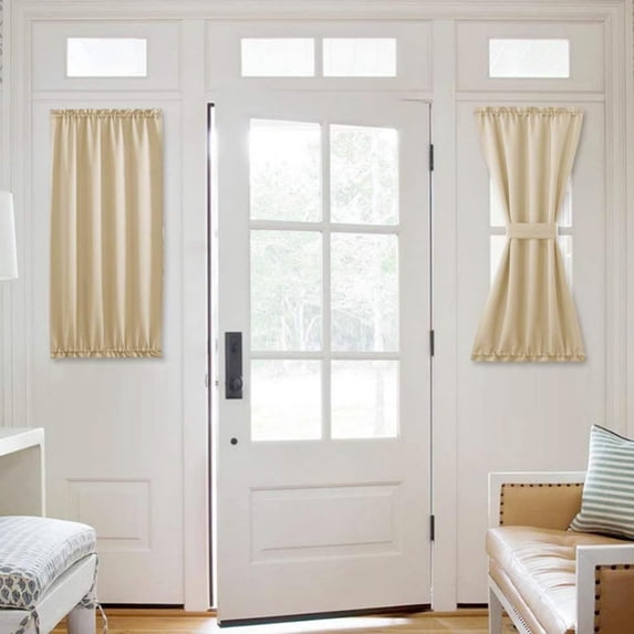 French Door Curtains for Small Window, Rod Pocket Short Front Sidelight Curtain, 2 Panel (Pale Gray, W 25 inch x L 72 inch)
