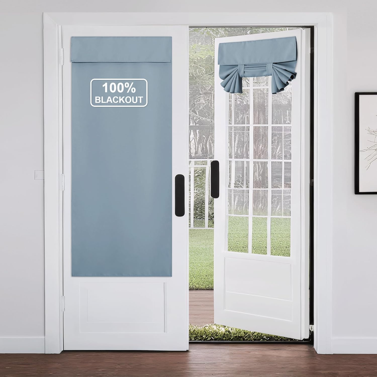 Curated visual reference: Blue Light Filtering Window Treatment Reference: French Door Room Darkening Curtain Light Blocking Window Treatment