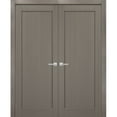 thumbnail image 1 of French Double Panel Doors 84 x 84 with Hardware | Quadro 4111 Grey Ash | Panel Frame Trims | Bathroom Bedroom Interior Sturdy Door, 1 of 6