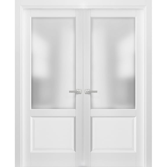 French Double Panel Lite Doors 48 x 80 with Hardware