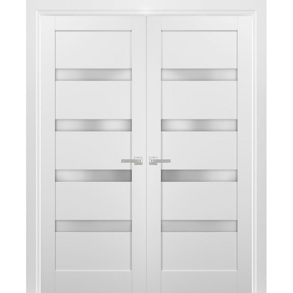 French Double Panel Lite Doors 48 x 80 with Hardware