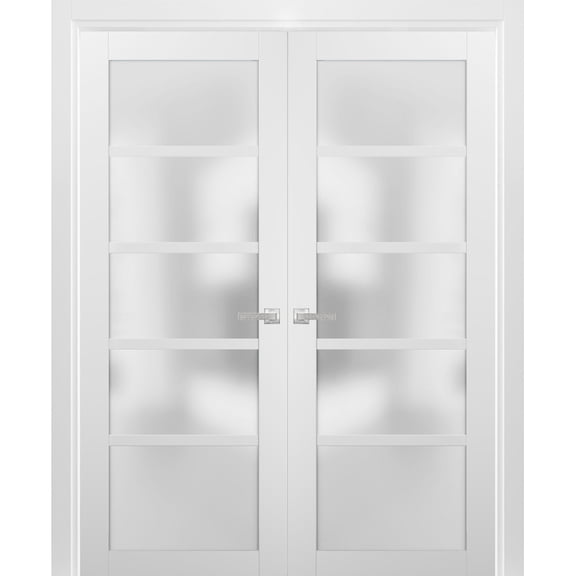 French Double Panel Lite Doors 48 x 84 with Hardware
