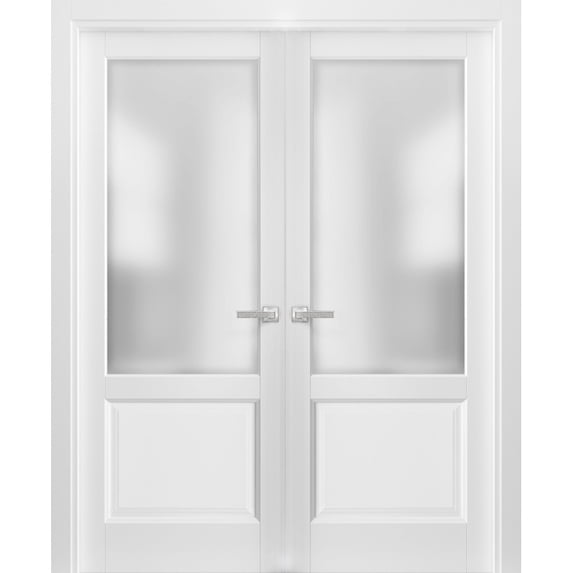French Double Panel Lite Doors 48 x 96 with Hardware
