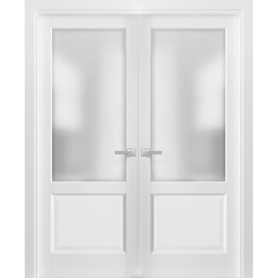 French Double Panel Lite Doors 56 x 96 with Hardware