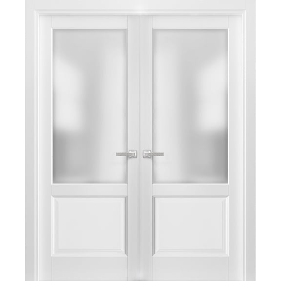 French Double Panel Lite Doors 72 x 80 with Hardware