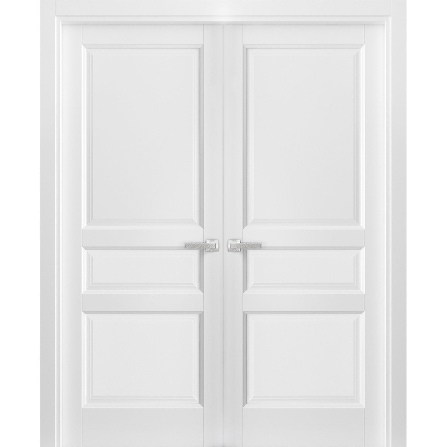 White Double French Panel Doors 60 x 84 with Hardware