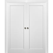 French Double Pocket Doors 48 x 80 with Frames Quadro 4111 White Silk Kit Trims Rail Hardware Solid Wood Interior Pantry Kitchen Bedroom Sliding Closet Sturdy Door