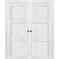 thumbnail image 1 of French Double Pocket Doors | Lucia 2661 White Silk | Kit Trims Rail Hardware | Solid Wood Interior Pantry Kitchen Bedroom Sliding Closet Sturdy Door -72" x 96", 1 of 6
