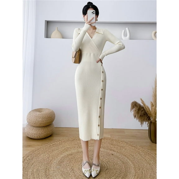 French Dress 2025 Autumn/Winter New Product: Mid to Long Waist, Hip Wrapping Skirt with Bottom Layer, Tight Knitted Dress