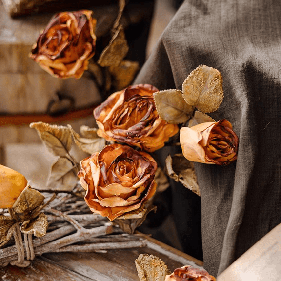 French Dried Look Faux Rose Stem 26" Tall