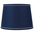 thumbnail image 1 of French Drum With White Trim Lampshade, 10" Top, 12" Bottom, 8.5" Slant Navy Blue, 1 of 5