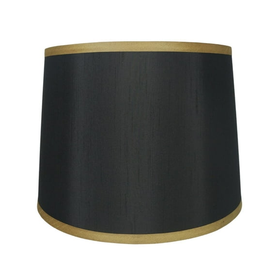 French Drump Lamp Shade, 12" to 14" Bottom Size Black, Gold 14"