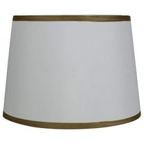 French Drump Lamp Shade, 12" to 14" Bottom Size Off White, Gold 14"