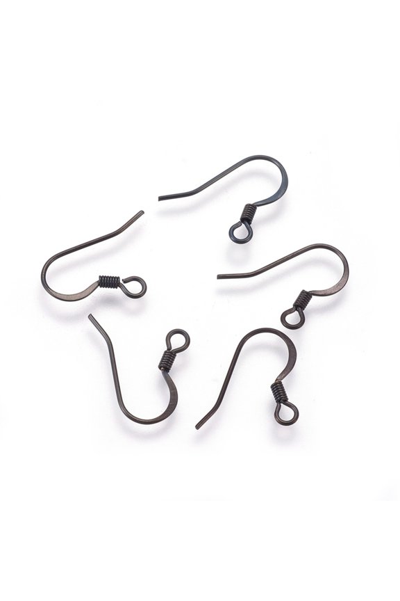 French Earring Hooks with Horizontal Loop Flat Earring Hooks Ion Plating(IP) Electrophoresis Black 14.5x16x2mm Hole 1.5mm 20 Gauge Pin 0.8mm