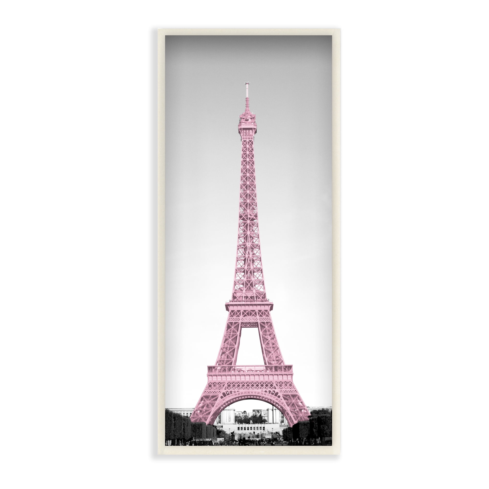 French Eiffel Tower Landmark Pink Parisian Pop 7 in x 17 in Framed Photography Art Print, by Stupell Home Décor