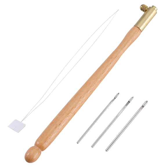 French Embroidery Crochet Tools Including Wood Tambour Hooks Iron Threaders Embroidery Punch Needle Weaving Tools BurlyWood