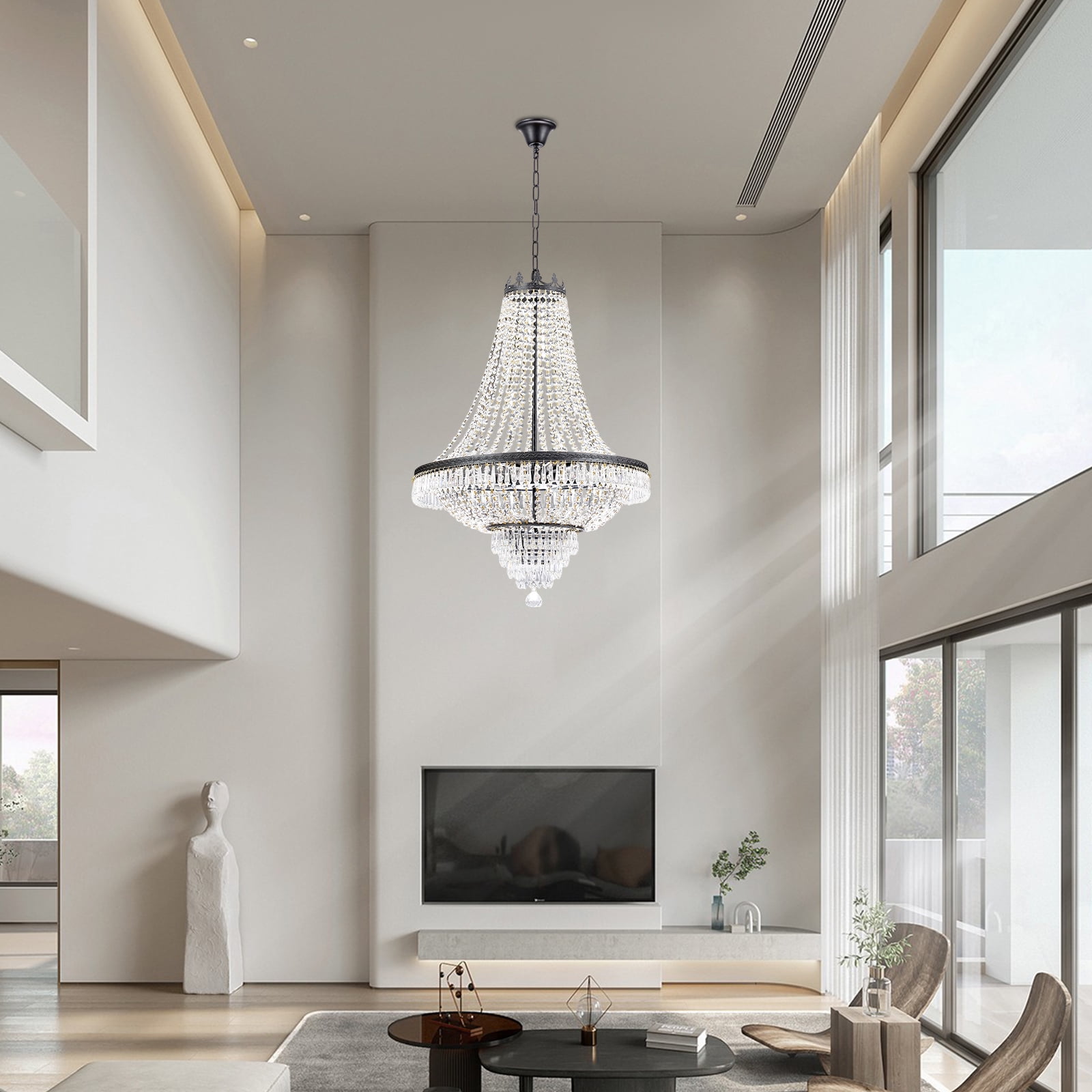 French Empire Crystal Chandelier Large Foyer Ceiling Light LED Lighting Fixture