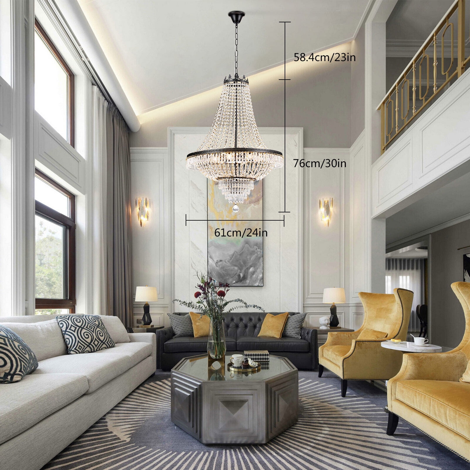French Empire Crystal Chandelier Large Foyer Ceiling Light LED Lighting Fixture