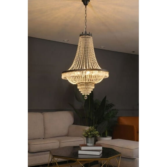 French Empire Crystal Chandelier Large Foyer Ceiling Lighting LED 9 Light E12