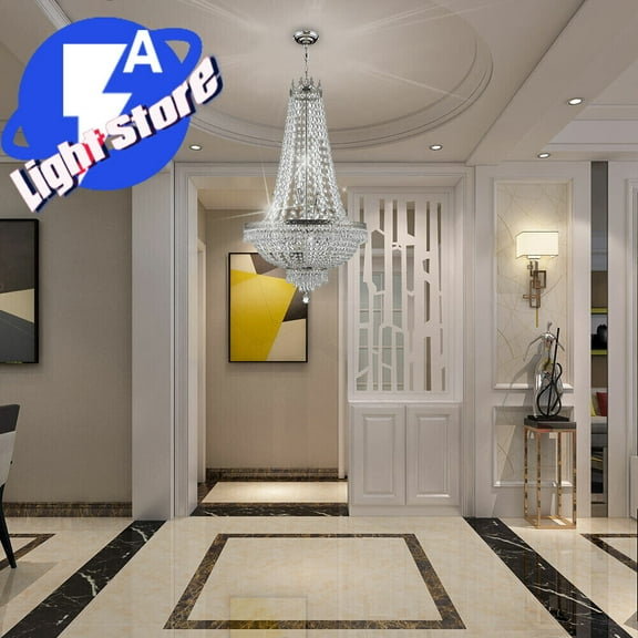 French Empire Crystal Chandelier Large Foyer Ceiling Lighting LED Lamp 9 Light!