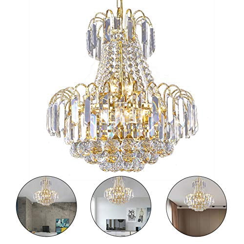 Crystal Chandelier - Antique Bronze, 2-Size Pendant Light With Raindrop Crystals For Dining Room, Kitchen Island