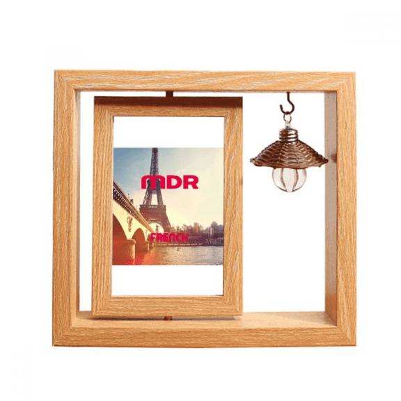 French Expressive Laughter Paris Wooden Rotating Picture Photo Frame 4x6