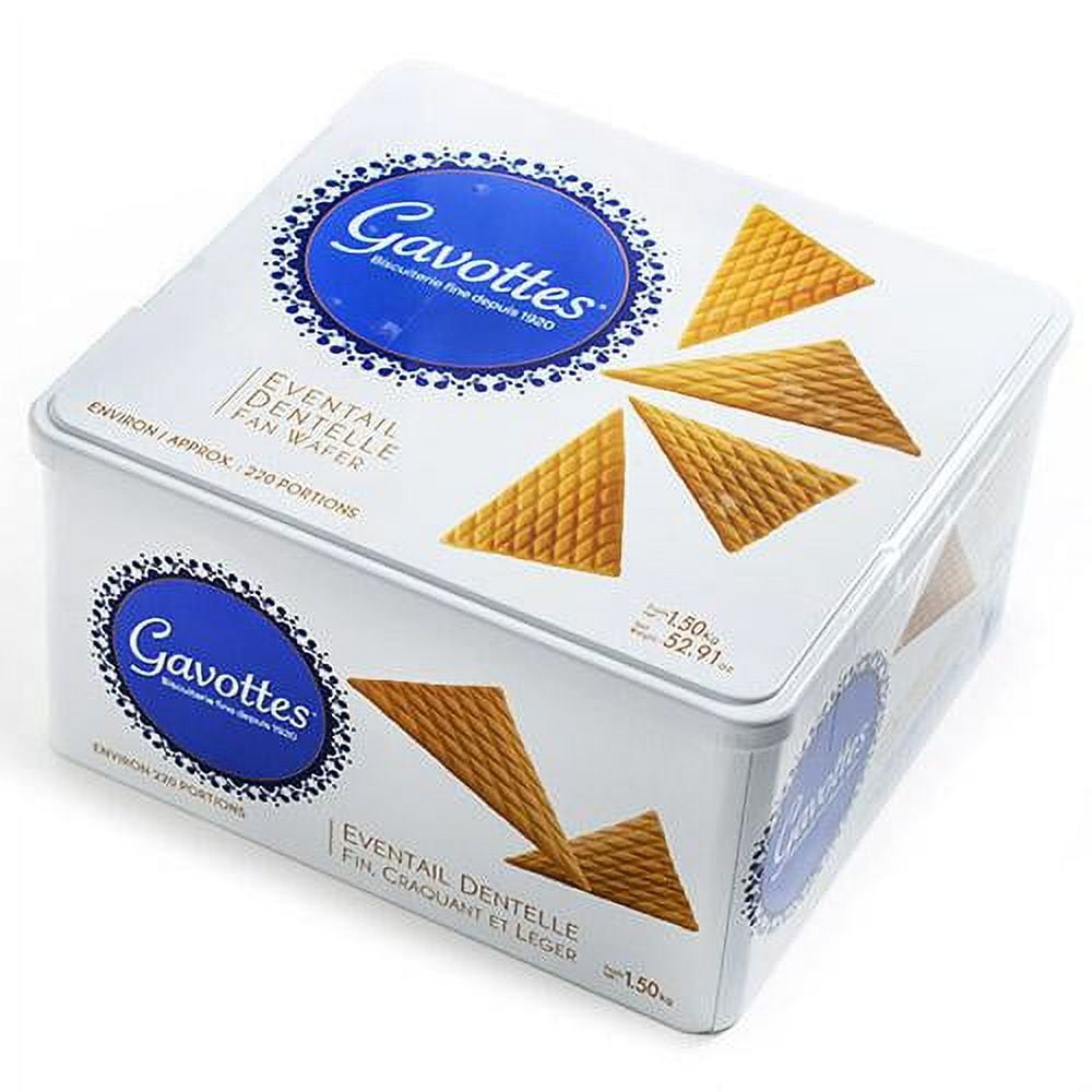 French FanShaped Butter Wafers in Tin by Gavottes (52.9 ounce