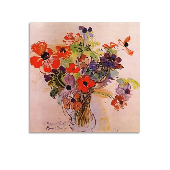 French Fauvist Painter Raoul Dufy Anemone Poster Home Decor Poster Wall Art Hanging Picture Print Bedroom Decorative Painting Posters Room Aesthetic 16x16inch(40x40cm)