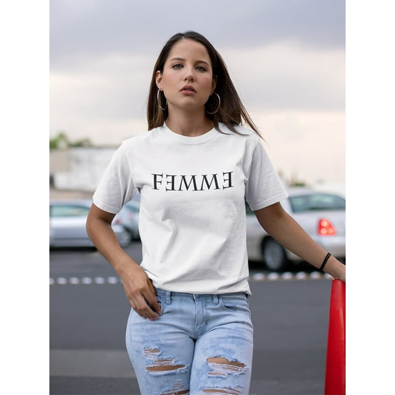 French Femme Graphic Women White T-Shirt, Female Medium
