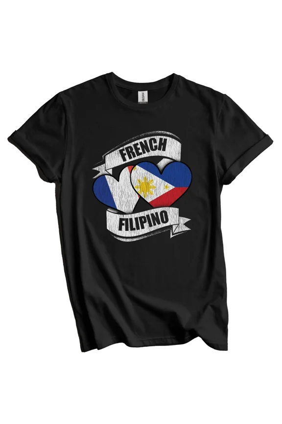 French Filipino Hearts France Philippines Flags T-Shirt