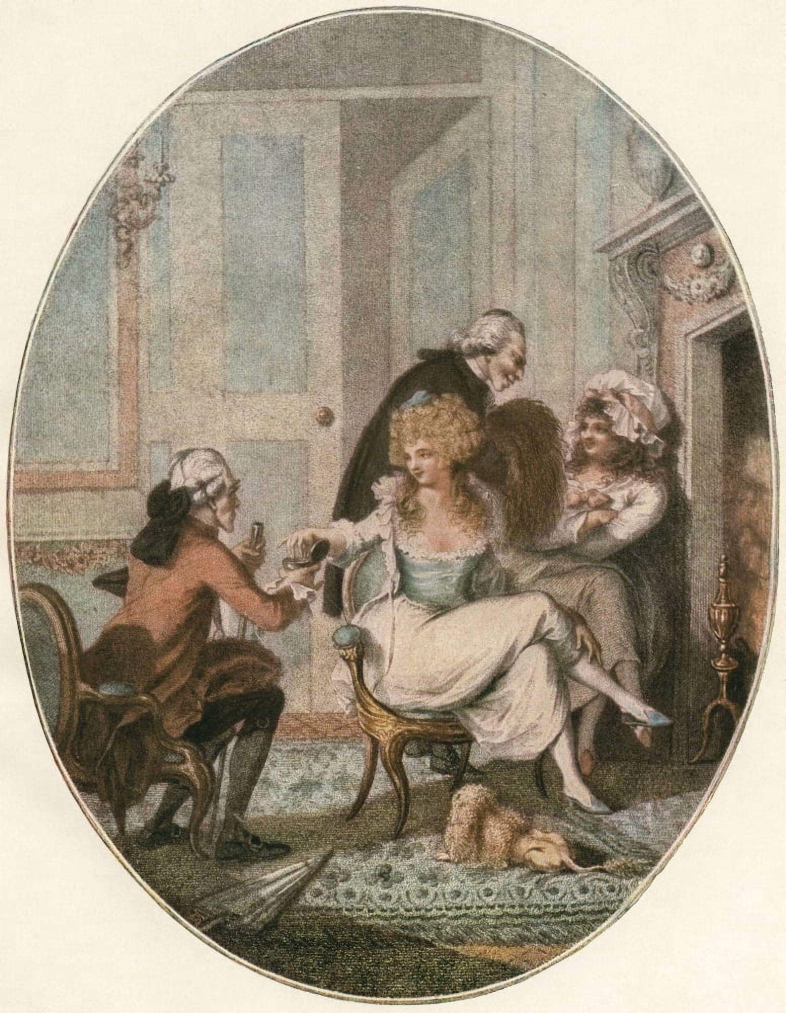 The French Fireside after an 18th century engraving From Illustrierte Sittengeschichte vom Mittelalter bis zur Gegenwart by Eduard Fuchs published 1909 Canvas Art - Ken Welsh Design Pics (24 x 30)