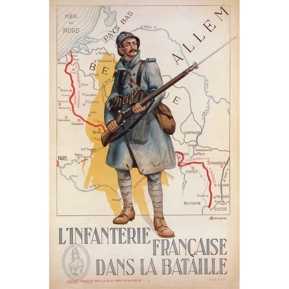 French First World War Recruiting Poster. Linfanterie Francaise Dans La Bataille Or French Infantry In The Battle.