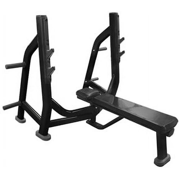 French Fitness FFB Black Olympic Flat Bench w/Weight Horns (New)
