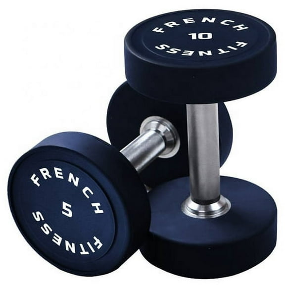 French Fitness Urethane Round Pro Style Dumbbell Set, 5-60 lbs (New)