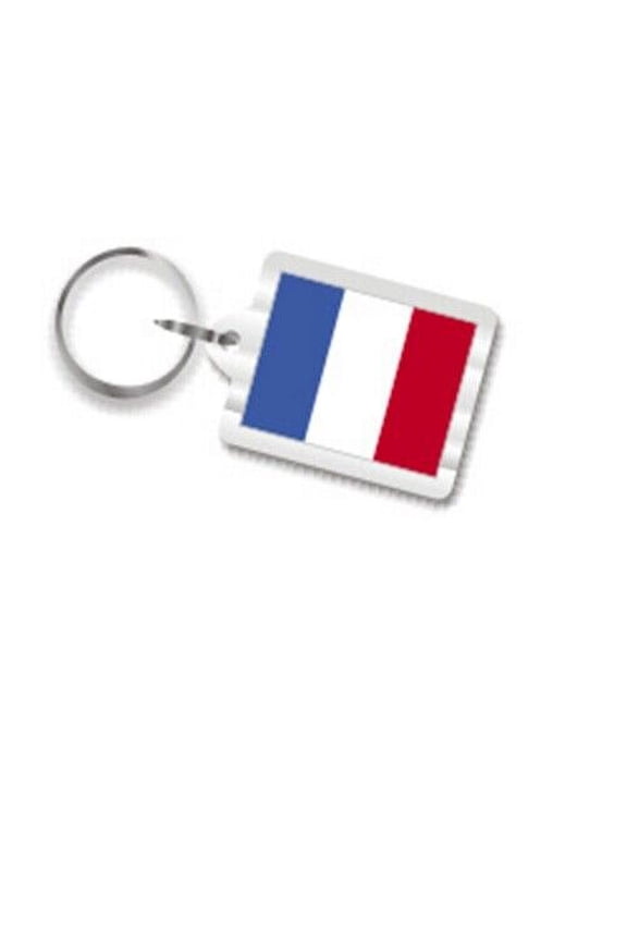 French Flag Plastic Key Chain, Keychain Fob Ring from Paris, France