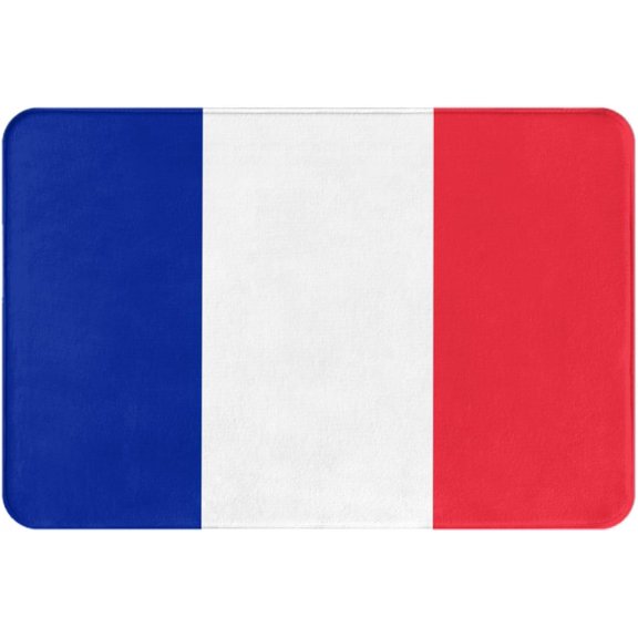French Flag Printed Welcome Mat - Absorbent Door Mat for Bathroom and Kitchen - 16x24 Inch