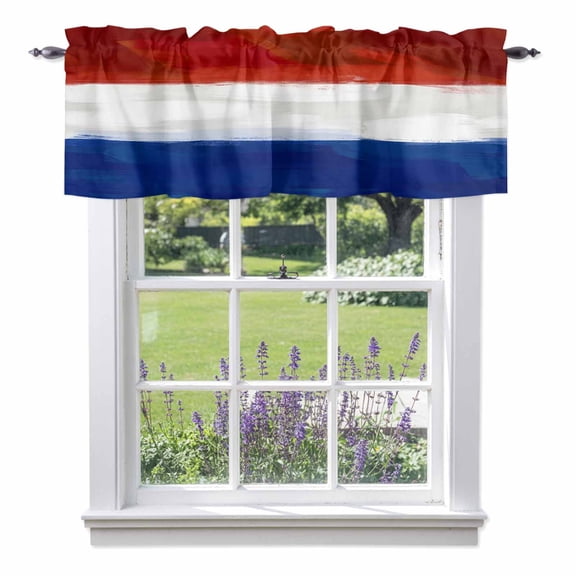 French Flag Valance Curtain French National Day Bastille Day Window Valances Rod Pocket Short Curtains Window Treatments for Kitchen Bedroom Bathroom Laundry 42" x 12"