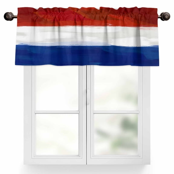 French Flag Valances for Windows French National Day Bastille Day Valance Curtains Rod Pocket Bathroom Small Window Treatments for Kitchen Living Room Bedroom, 42"x12"