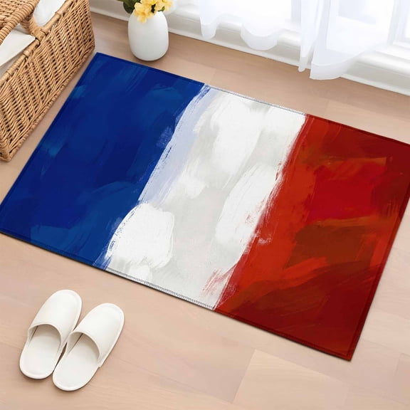 French Flag Washable Area Rug 2 x 3 ft French National Day Bastille Day, Soft Non Slip Rugs Stain Repellent Indoor Felt Carpet for Living Dining Room Bedroom Home Office