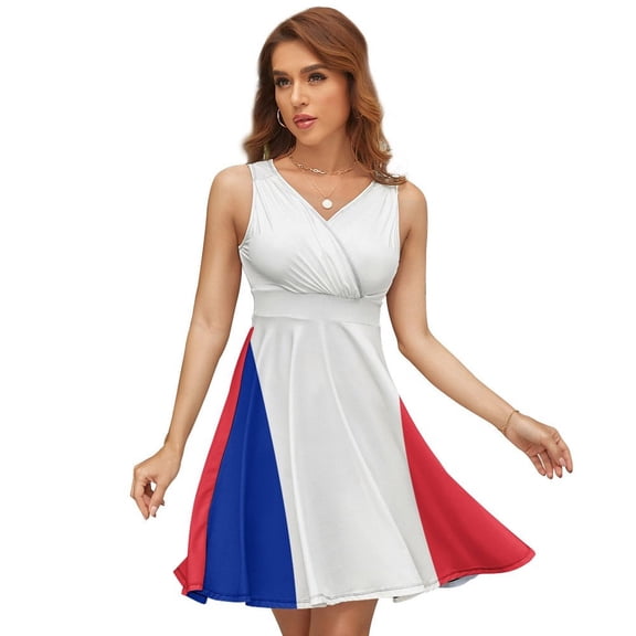 French Flags (France) Dress Summer Street Style Dresses Female Sleeveless Printed Sundress